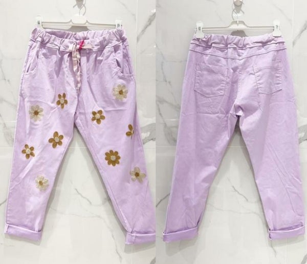 Housut  - kukka  violet 42/46