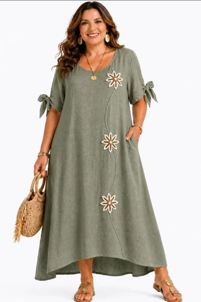 Pellavamekko,  khaki - Sienna