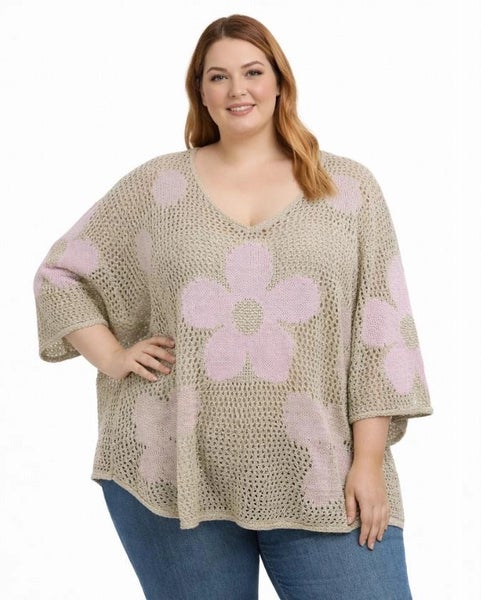 Kukka pusero, beige/rose